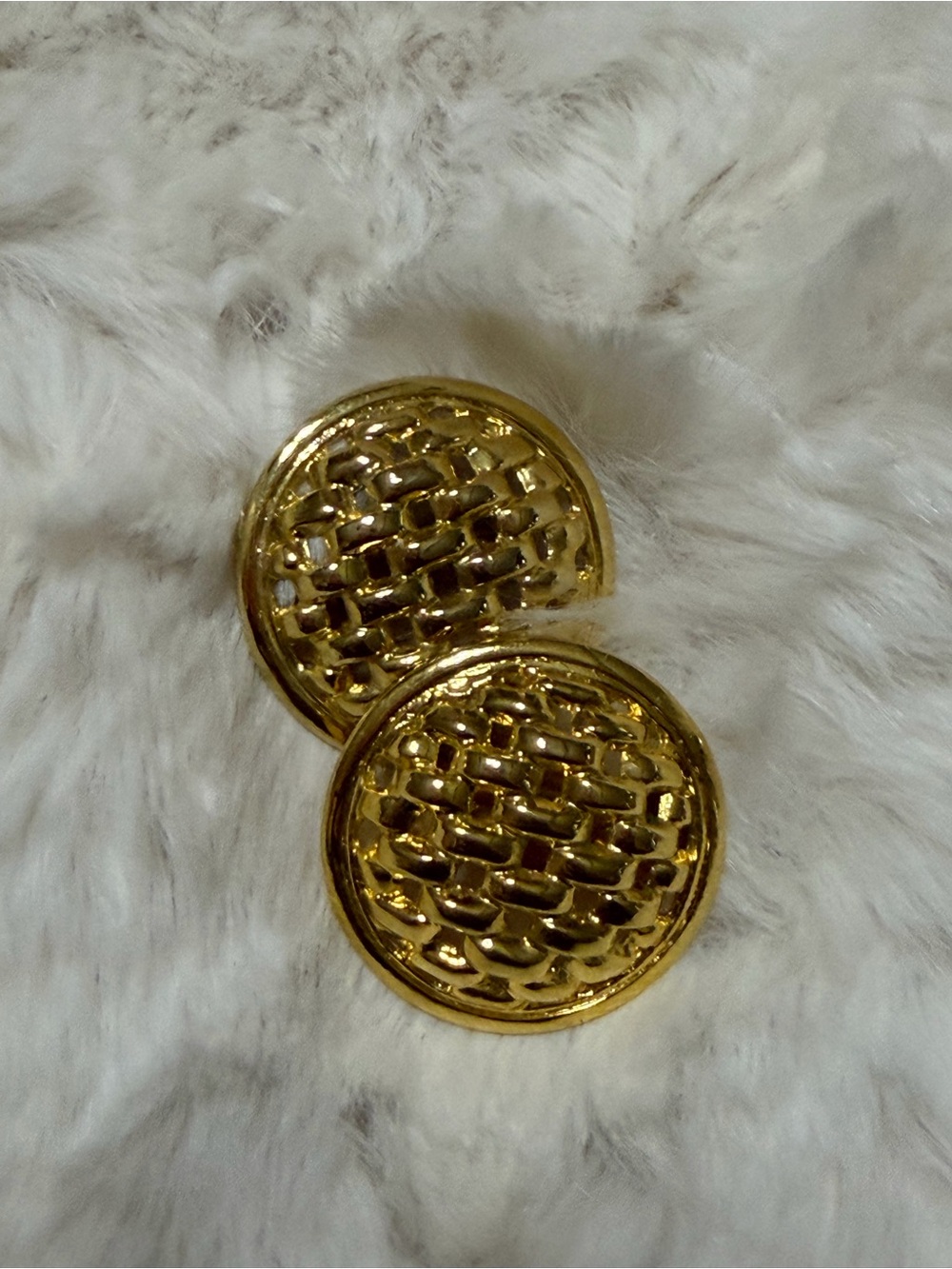 Elegant Gold Round Woven-Texture Clip Earrings - Women Jewelry